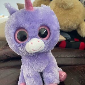 Ty Purple Plush Unicorn with Pink Sparkle Horn and Hooves